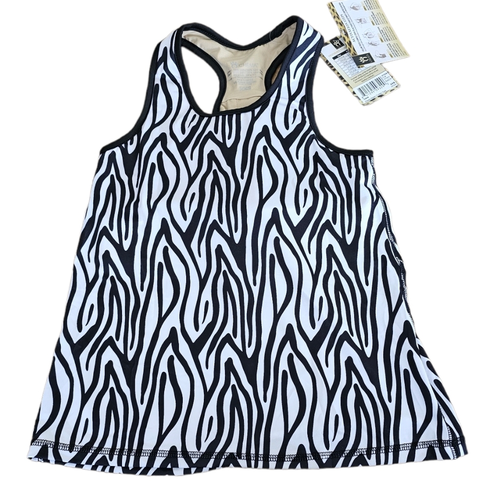 Cheata Equestrian Trotter Tank Top W/ Ultimate Compression Size Small Zebra NWT